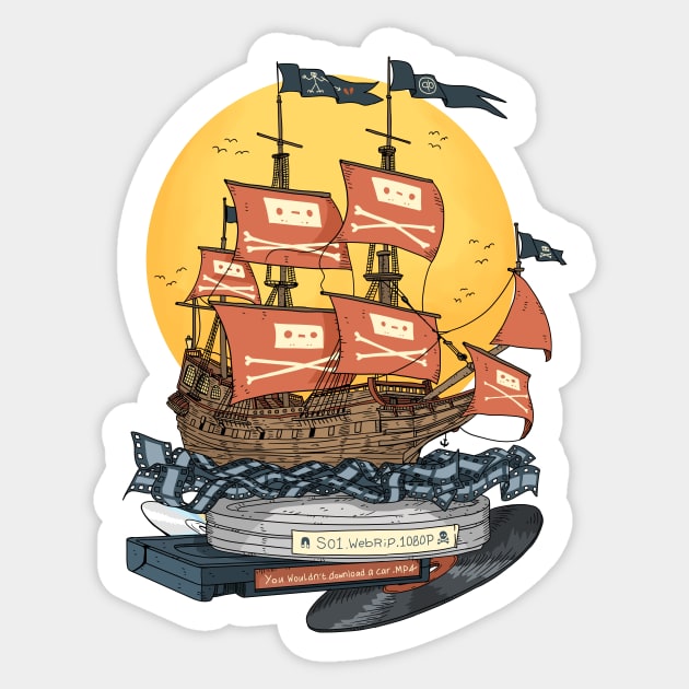 Free internet. Pirate ship. Sticker by JJadx